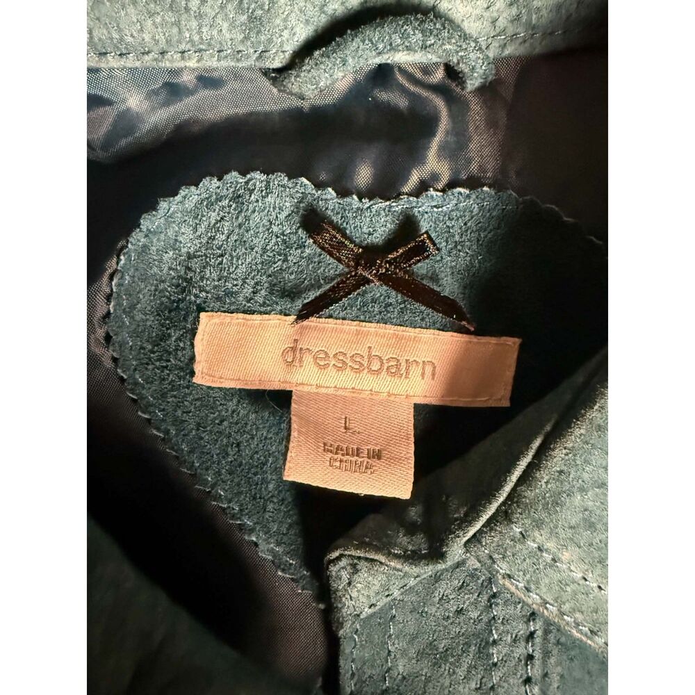 Vintage Dressbarn Teal Suede Leather Jacket - Size Large - Picture 3 of 10